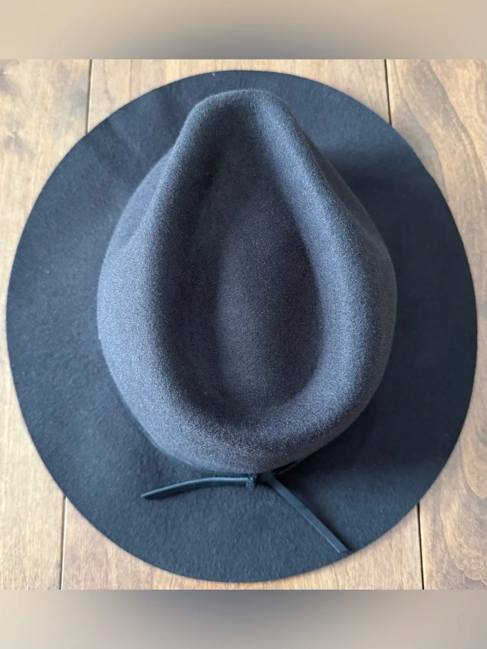 Brixton Wesley Packable Fedora in Washed Black with Black Leather Strap Sz Large